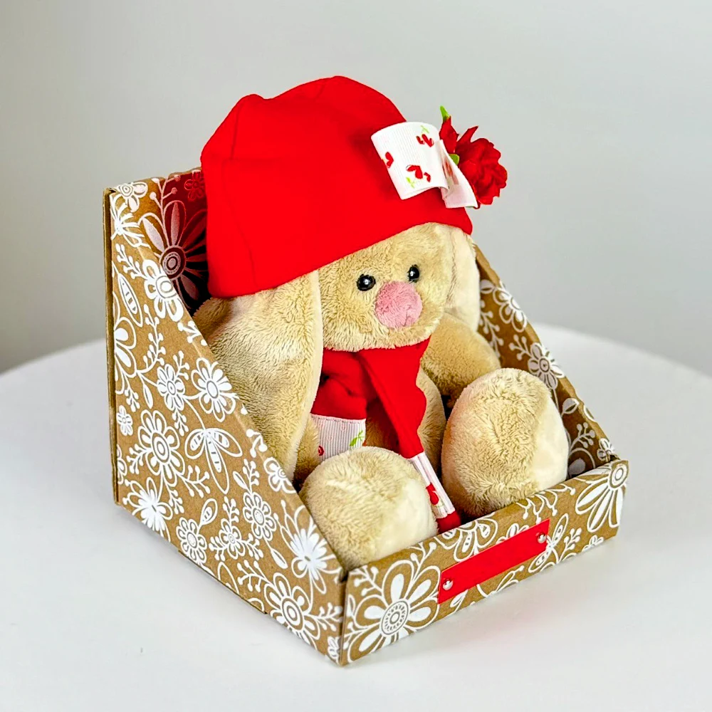 Мягкая игрушка Зайка Ми в шапке с цветком